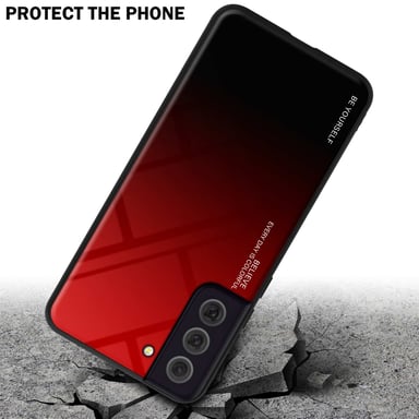 Coque pour Samsung Galaxy S22 en ROUGE - NOIR Housse de protection Étui bicolore en silicone TPU et dos en verre trempé