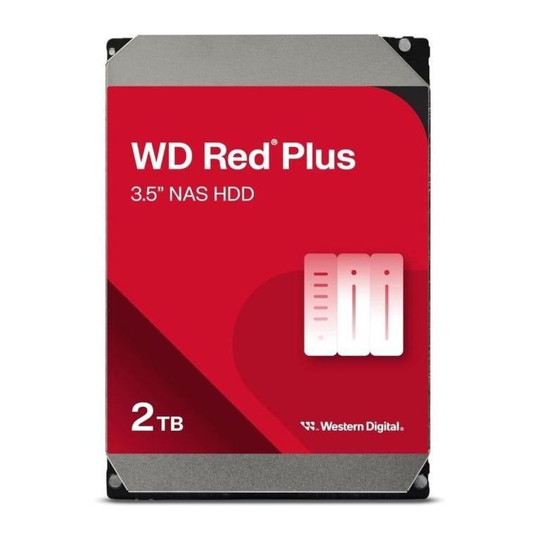 Disque dur Interne - WESTERN DIGITAL - Red Plus - 2To - 3.5 - Dédié NAS - 5400 RPM Class - SATA 6 GB/s (WD20EFPX) - Neuf