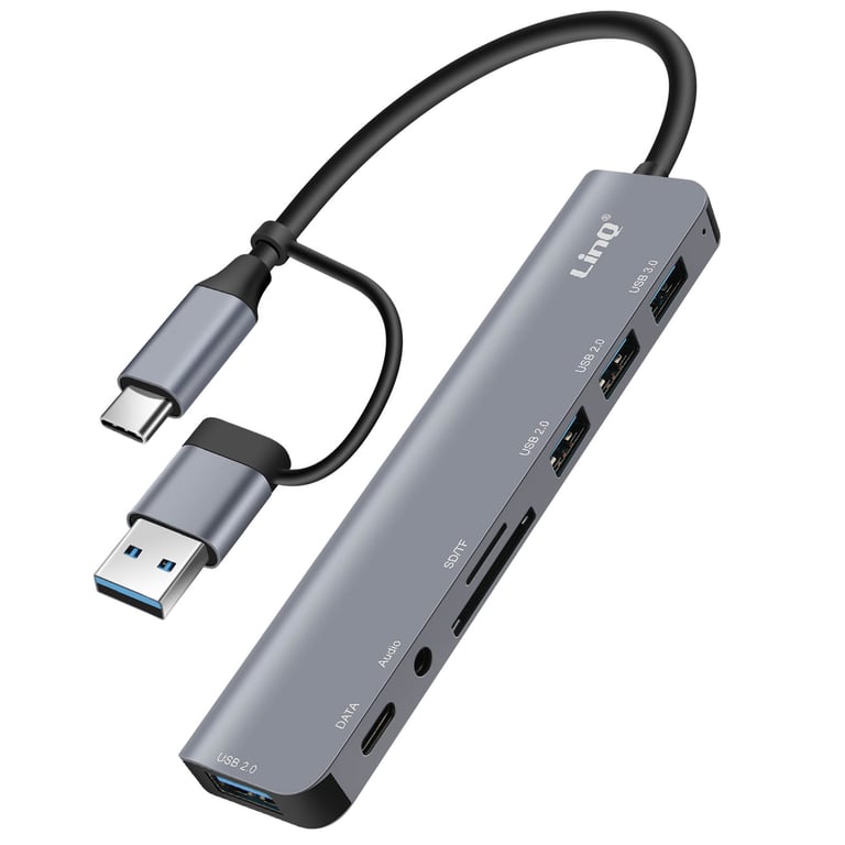 Hub USB Support OTG 5 Gbps Lecteur Carte SD / TF et Audio Jack 3.5mm Neuf