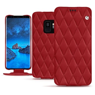 Housse cuir Samsung Galaxy S9 - Rabat vertical - Rouge - Cuir lisse couture