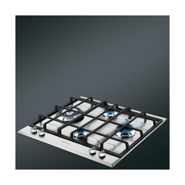 Table de cuisson à gaz encastrable en acier inoxydable Smeg P261XGH 4 brûleurs - Neuf