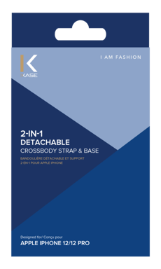 Tracolla staccabile e supporto 2 in 1 per Apple iPhone 12/12 Pro, blu Oxford