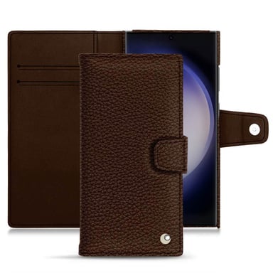 Housse cuir Samsung Galaxy S23 Ultra -  - Marron - Cuir grainé