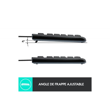 Logitech K120 Corded Keyboard teclado USB ratón incluido AZERTY Francés Negro