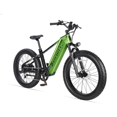 Vélo électrique Cyrusher Zenith à gros pneus – Batterie 52 V 15 Ah, capteur de couple et de cadence commutable – Vert