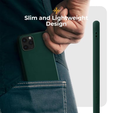 Moozy Custodia in silicone della serie Minimalist per iPhone 11 Pro Max, verde notte - Sottile, morbida finitura opaca in TPU