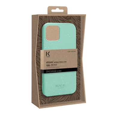 Guscio organico vegano antibatterico 100% a zero rifiuti per Apple iPhone 12 mini, verde nebbia