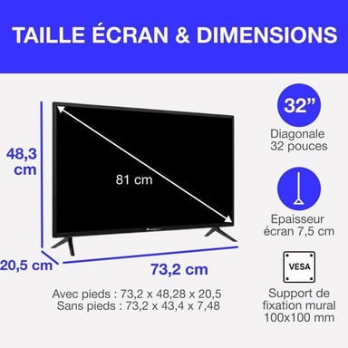 TV HD - 32'' (81 cm) - Smart Vidaa - Wifi Bluetooth - 3xHDMI - 2xUSB - CELED32SVHD25B6