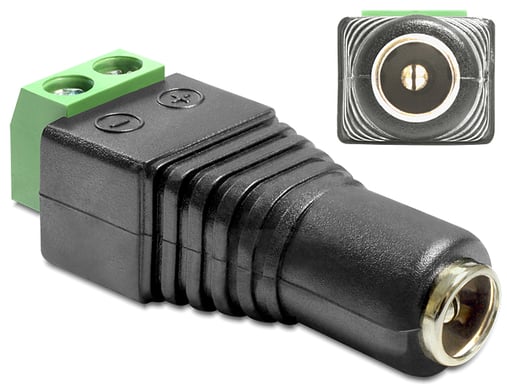 DeLOCK 65421 adattatore per inversione del genere dei cavi DC 2.1 x 5.5 mm 2p Nero Verde Argento (Delock Adapter DC 2.1 x 5.5 mm female)