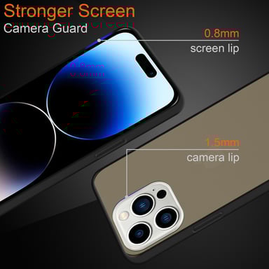 Coque pour Apple iPhone 14 PRO MAX en MAT NOIR Housse de protection Étui hybride avec intérieur en silicone TPU et dos en plastique mat