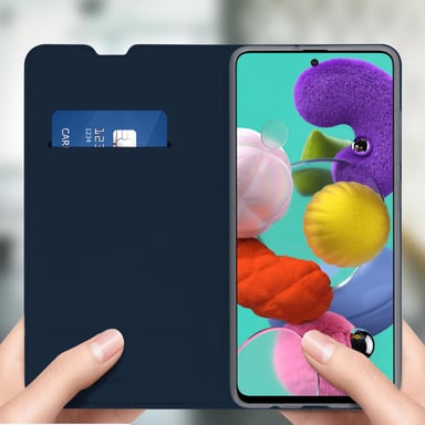 Housse pour Samsung Galaxy A51 Étui Folio Porte-carte Support Vidéo Bleu nuit