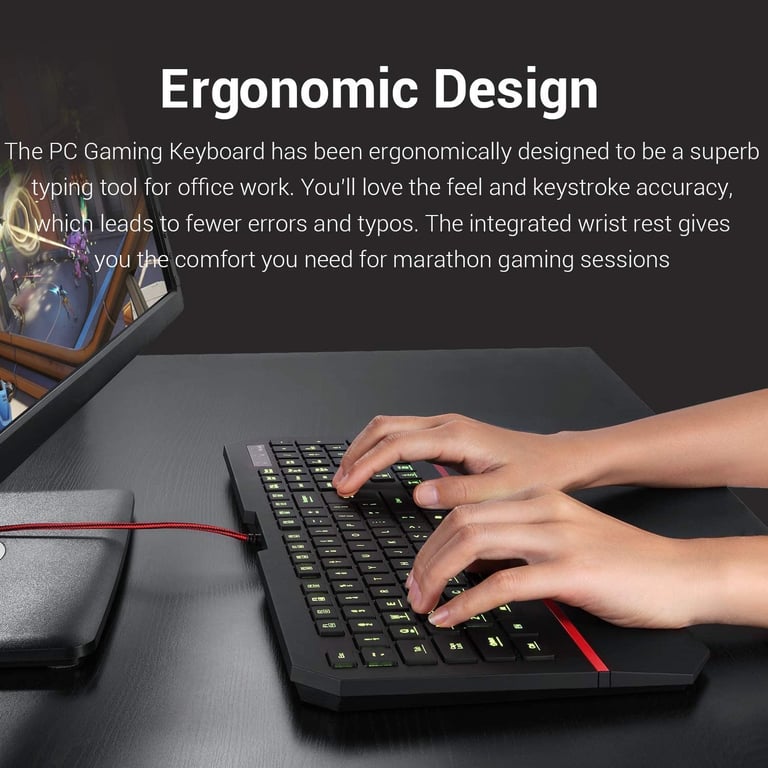 Redragon Pegasus - K502 Clavier Gamer 104 Silencieux Type Chiclet Azerty Rgb - Usb Noir - vue 3