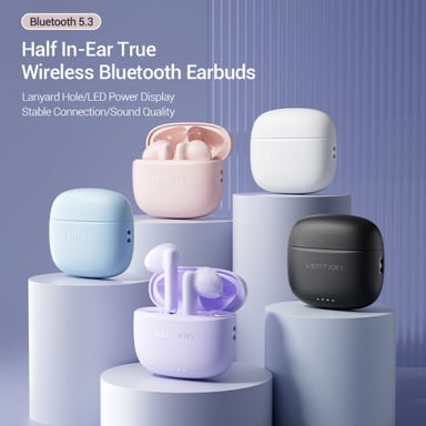 Auricolare Bluetooth 5.3 Vention con custodia di ricarica - 6 ore di autonomia - Elf E03 - Colore viola