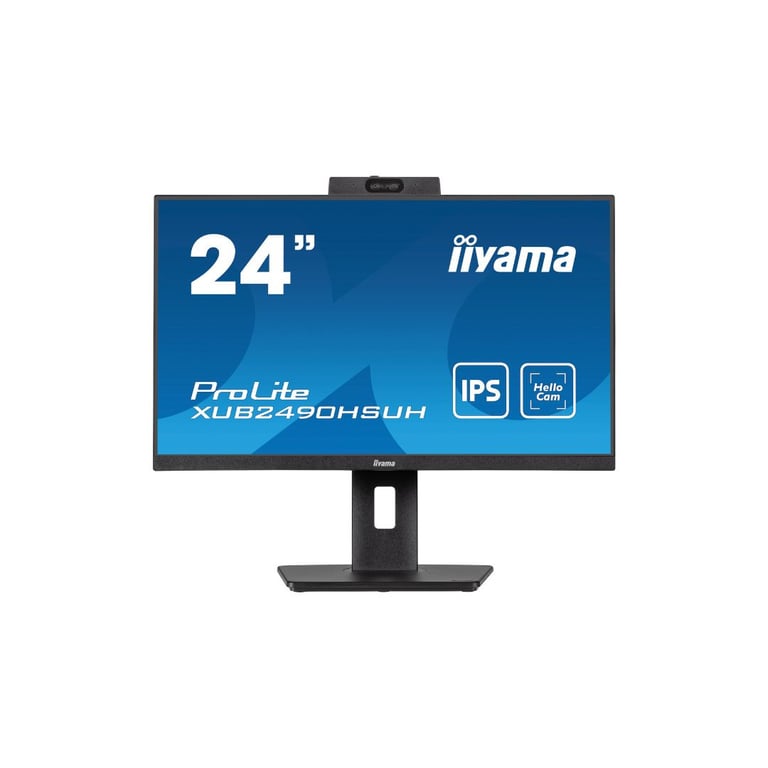 ECRAN 23.8 IIYAMA dalle IPS avec Webcam et microphone 4ms FHD 1920x1080 250 cdm2 100Hz HDMI DisplayPort USB HUB 3x3.2 Haut parleurs Pivot 15cm pied réglable Neuf