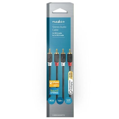 Nedis CABW24200AT10 cable de audio 1 m 2 x RCA Antracita