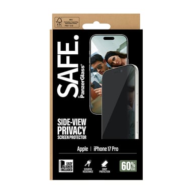 PanzerGlass SAFE. by ® 2-Way Privacy Screen Protector iPhone 17 Pro | Ultra-Wide Fit w. EasyAligner Protection d'écran transparent Apple 1 pièce(s)
