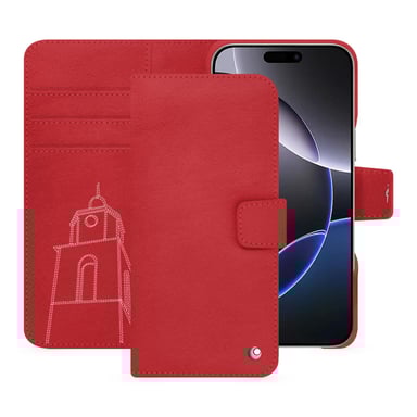 Étui portefeuille cuir Apple iPhone 16 Pro Max -  - Rouge - Cuir lisse premium