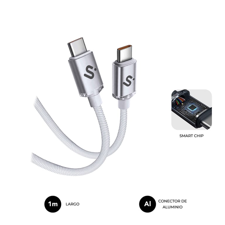 SUBBLIM SUBCAB-C06010 câble USB USB 2.0 1 m USB C Blanc - Neuf