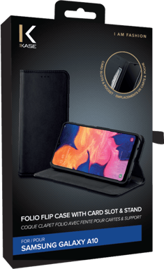 Folio a conchiglia con slot per schede e supporto per Samsung Galaxy A10 2019, nero