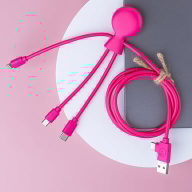 Câble Multi-Connecteurs En Plastique Recyclé Mr Bio Long 1M Xoopar Rose