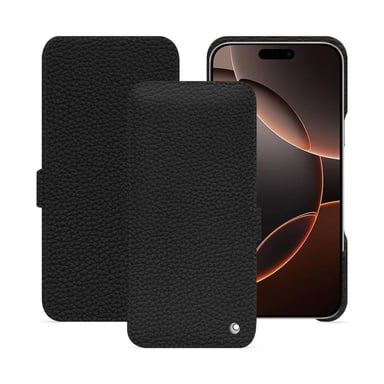 Housse cuir Apple iPhone 16 Pro -  - Noir - Cuir grainé