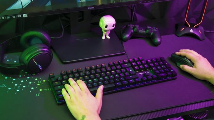 The G-Lab Keyz Carbon EX clavier Jouer USB AZERTY Français Noir