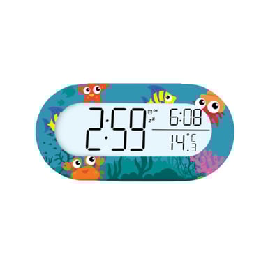 Despertador digital WeKids, pantalla retroiluminada, hora y temperatura, funciona con pilas, motivo oceánico
