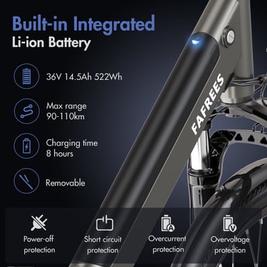 Bicicletta elettrica da città Fafrees F26 Pro, motore da 250 W, batteria integrata da 36 V 14,5 Ah, connessione tramite APP