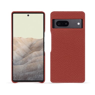 Coque cuir Google Pixel 7 -  - Orange - Cuir grainé