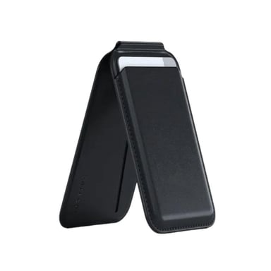 Porte-carte MagSafe pour iPhone avec Fonction Support en Cuir Noir