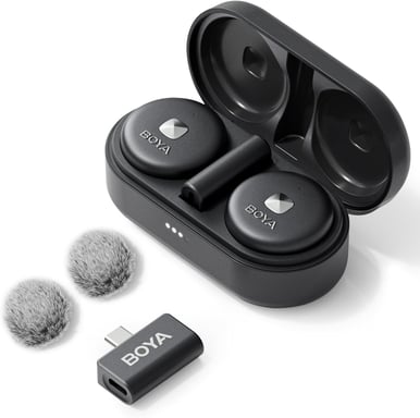 Micrófono inalámbrico USB-C Boya Omic-U con clip magnético y audio HD