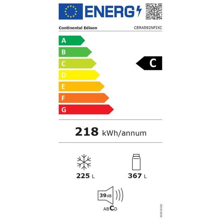 Réfrigérateur américain CONTINENTAL EDISON CERA592NFIXC Distributeur deau 592 Total No Frost Classe C Inox - vue 4