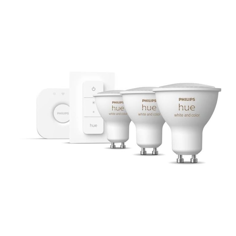 Bombilla LED conectada PHILIPS White & Color Ambiance Starter kit GU10 - Pack de 3