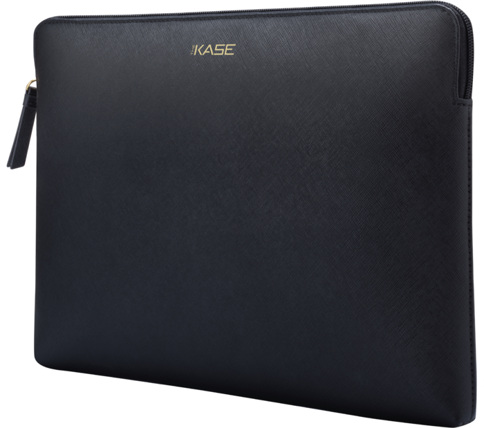 Housse en cuir véritable Saffiano pour MacBook Pro Retina Thunderbolt 3 USB-C & Macbook Air 2018 13 pouces, Minuit Noir