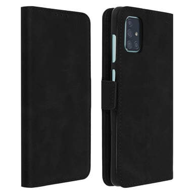 Housse pour Samsung Galaxy A71 Étui Folio Porte-cartes Fonction Support Noir