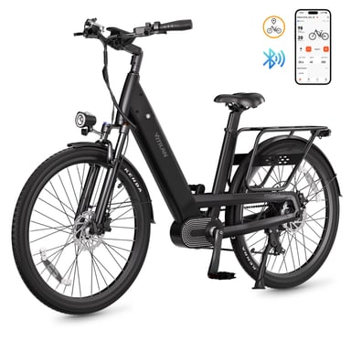 Bici elettrica urbana Vitilan L5 26 ''500W con sensore di coppia e pedalata assistita, bici elettrica a pedali con batteria 48V15AH - Nera