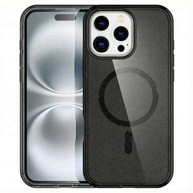 imoshion Coque Pailletée avec MagSafe pour Apple iPhone 16 Pro Max - Glitter Noir