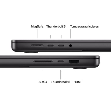 MacBook Pro M5 Max (2026) de 16'', 2 TB, RAM 36 GB, GPU Apple 32, negro espacial - QWERTY ES