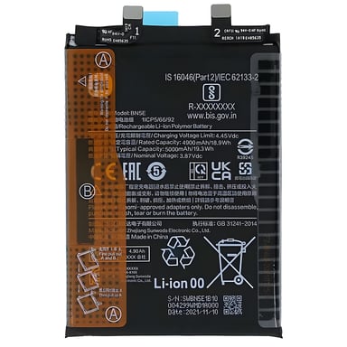 Batterie pour Xiaomi Redmi Note 11 Pro et Poco X4 Pro 5000mAh BN5E Noir