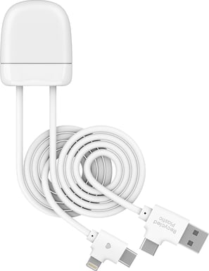 XOOPAR Cable de carga y transferencia 4 en 1 USB A+C / USB C+ Lightning Ice-Tag Blanco