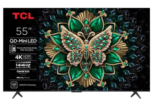 TV QD-Mini LED Tcl 55C69K 140 cm 4K UHD 2025 Aluminium brossé