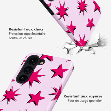 Selencia Coque arrière Vivid pour Samsung Galaxy S23 - Stars Rubine Red Light Pink
