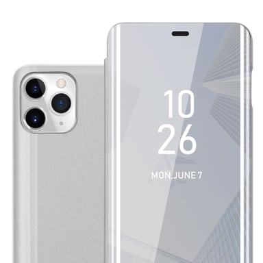 Coque pour Apple iPhone 11 PRO en AGATE ARGENT Clear View Housse de protection Étui de protection miroir avec fonction de support Protection à 360 degrés