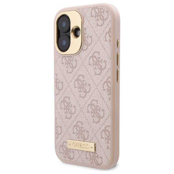 Guess Étui pour iPhone 16 6.1 étui rigide 4G Logo Plate MagSafe