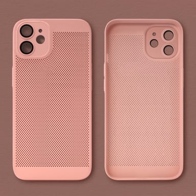 Funda de teléfono Moozy VentiGuard para iPhone 11, rosa pastel, 6,1 pulgadas - Funda transpirable con patrón perforado para la circulación del aire, ventilación, funda de teléfono anti-sobrecalentamiento.