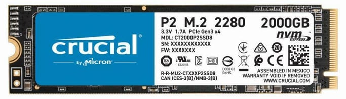 Crucial P2 M.2 2000 Go PCI Express 3.0 NVMe