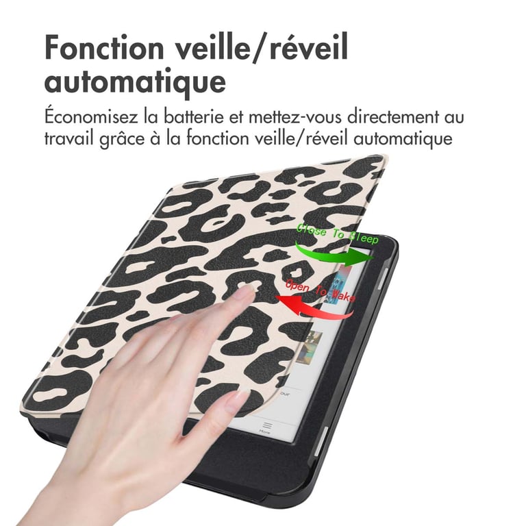 imoshion Design Slim Hard Sleepcover pour Kobo Clara Colour / Clara BW / Tolino Shine 5 / Shine Color Leopard Neuf - vue 5