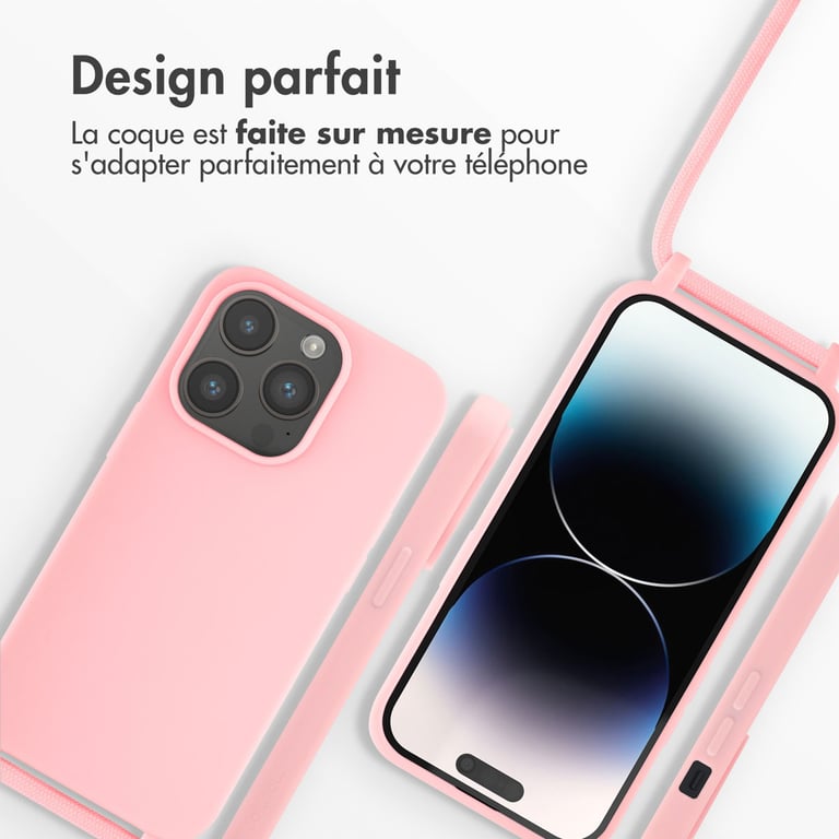 imoshion ?Coque en silicone avec cordon pour iPhone 14 Pro - Rose