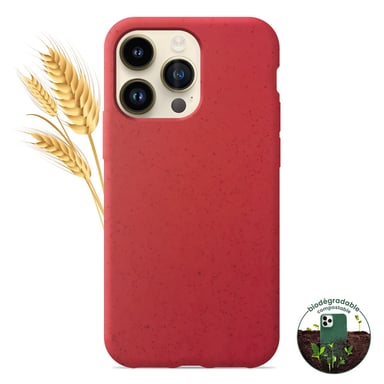 Coque silicone unie Biodégradable Rouge compatible Apple iPhone 14 Pro Max