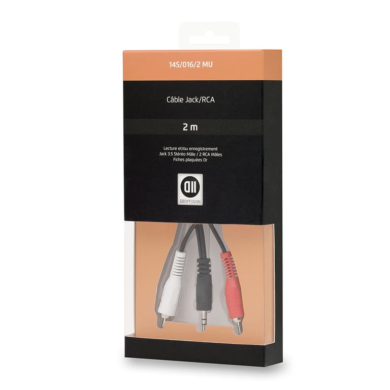 D2 Diffusion Câble Jack Mâle/2rca Mâle 2 M